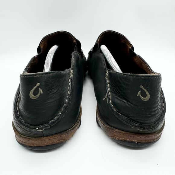 Olukai Moloa Slip On Leather Loafer Shoe In Black/ Toffee Sz 12 Business Casual - Picture 8 of 12